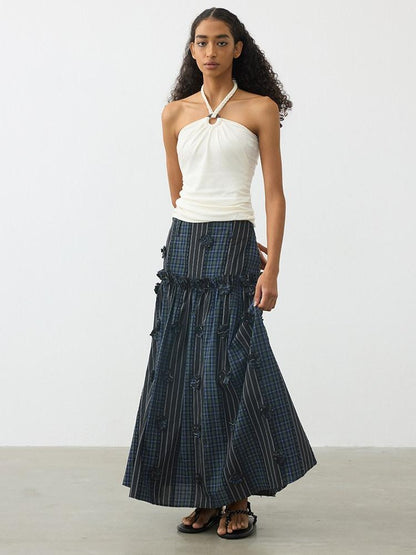 AFTADAWN Beaded Rope Tie Square Neck Women&