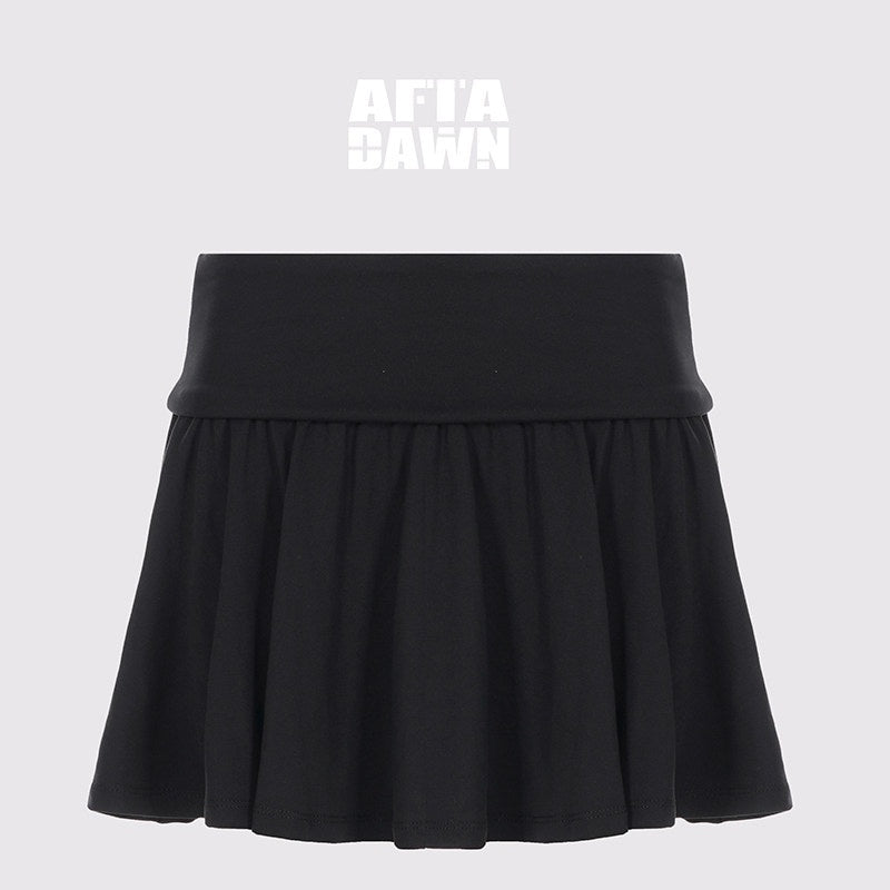 AFTADAWN_Black_Asymmetric_Button_Pleated_Embroidered_Women&