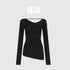 AFTADAWN_Black_Asymmetric_Slanted_Collar_Ruched_Women&