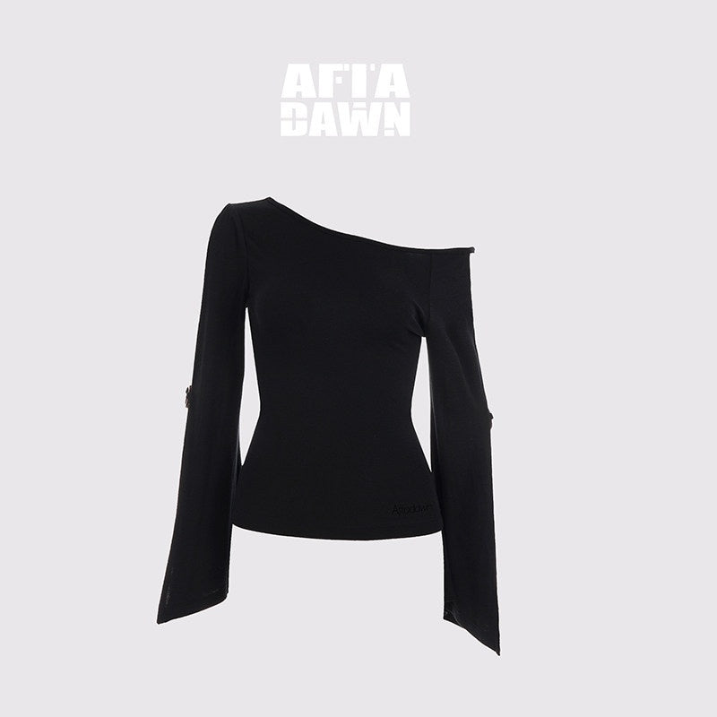 AFTADAWN_Black_Cutout_Ring_Off_Shoulder_Slim_Women&