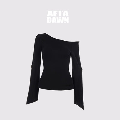 AFTADAWN_Black_Cutout_Ring_Off_Shoulder_Slim_Women&