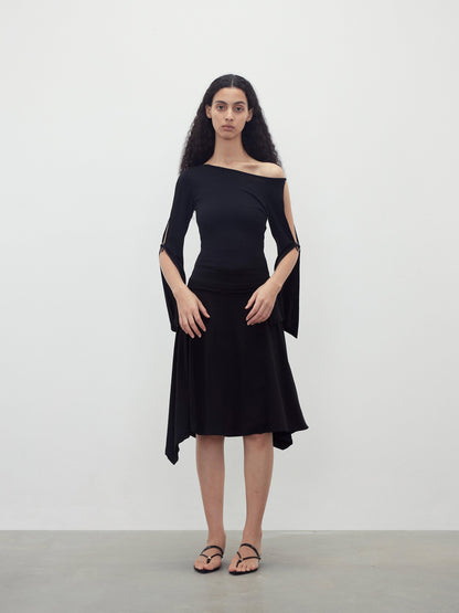 AFTADAWN Black Cutout Ring Off Shoulder Slim Women&
