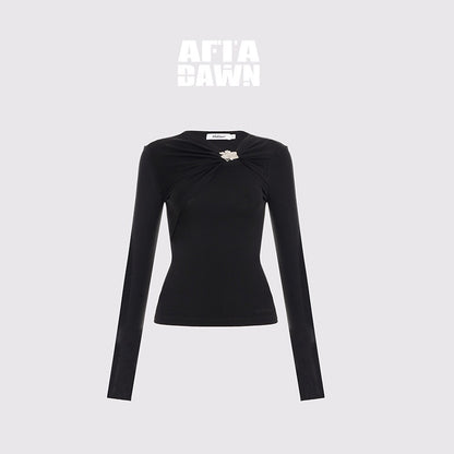 AFTADAWN_Black_Deconstructed_Pleated_Cutout_Metal_Button_Women&