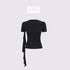 AFTADAWN_Black_Diagonal_Neck_Ruffle_Tie_Slim_Women&