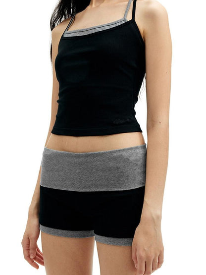 AFTADAWN Black Double Neck Back Twist Colorblock Women&