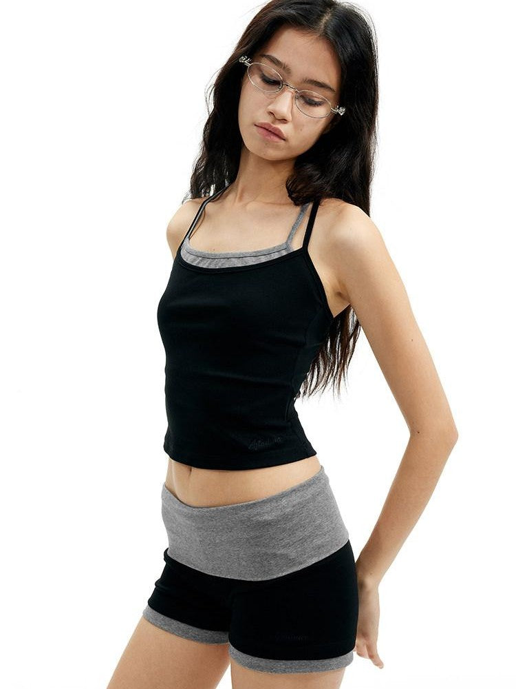 AFTADAWN Black Double Neck Back Twist Colorblock Women&
