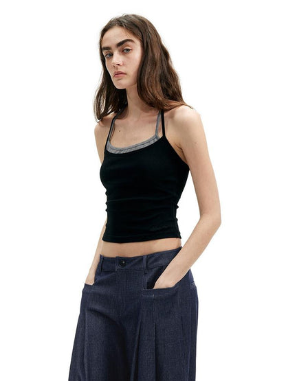 AFTADAWN Black Double Neck Back Twist Colorblock Women&