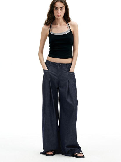 AFTADAWN Black Double Neck Back Twist Colorblock Women&