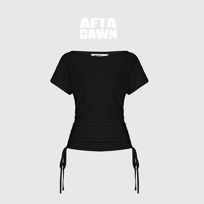 AFTADAWN_Black_Drawstring_Asymmetrical_Slim_Women&