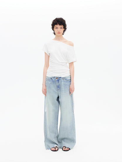 AFTADAWN Black Drawstring Asymmetrical Slim Women&