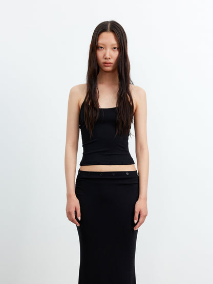 AFTADAWN Black Halter High Waist Detachable Two In One Women&