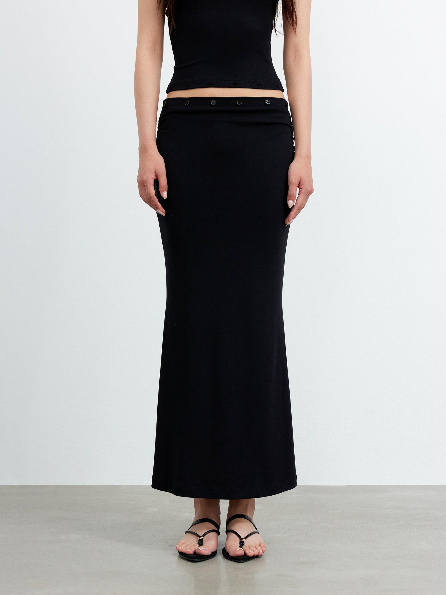 AFTADAWN Black Halter High Waist Detachable Two In One Women&