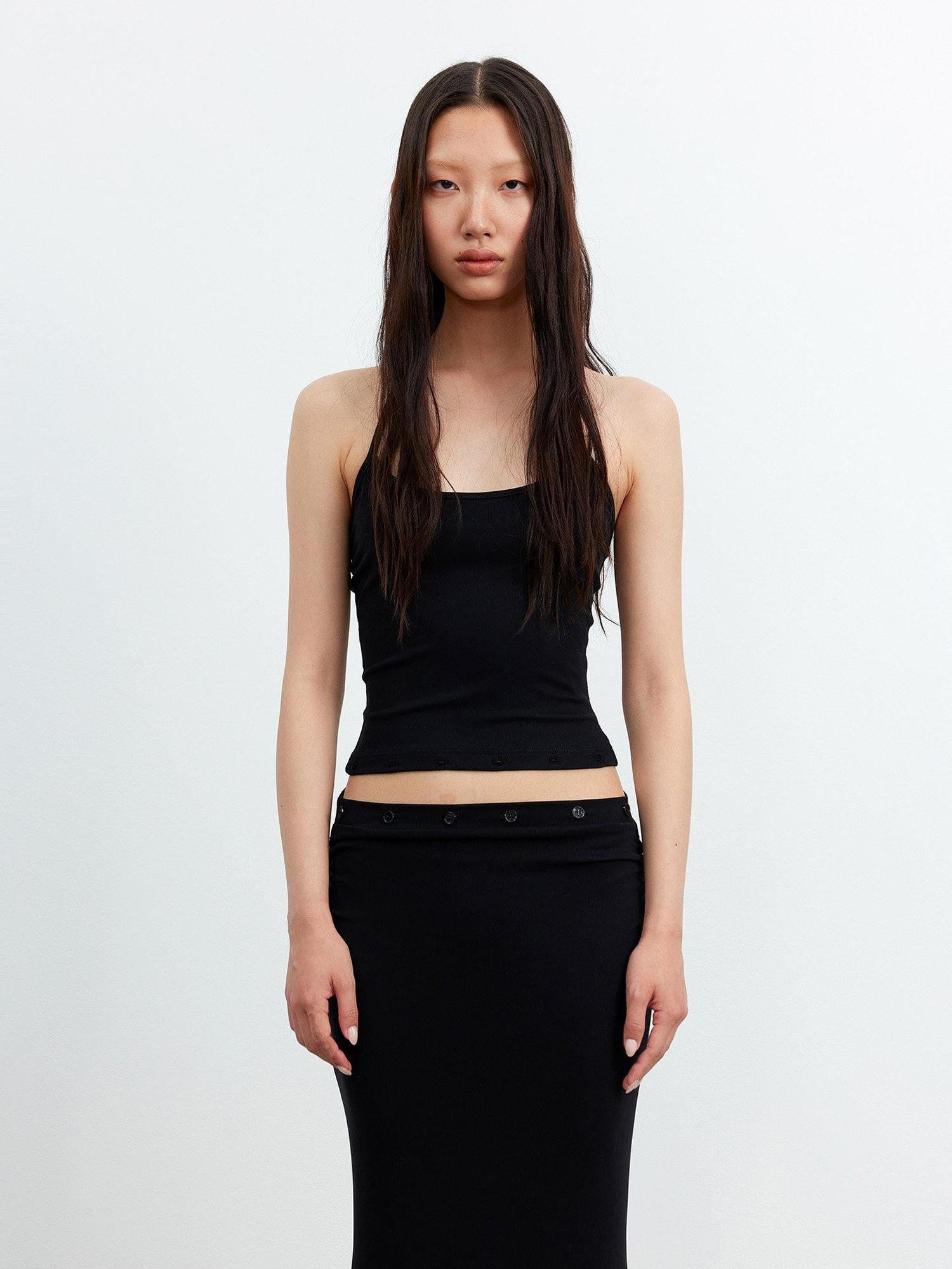 AFTADAWN Black Halter High Waist Detachable Two In One Women&