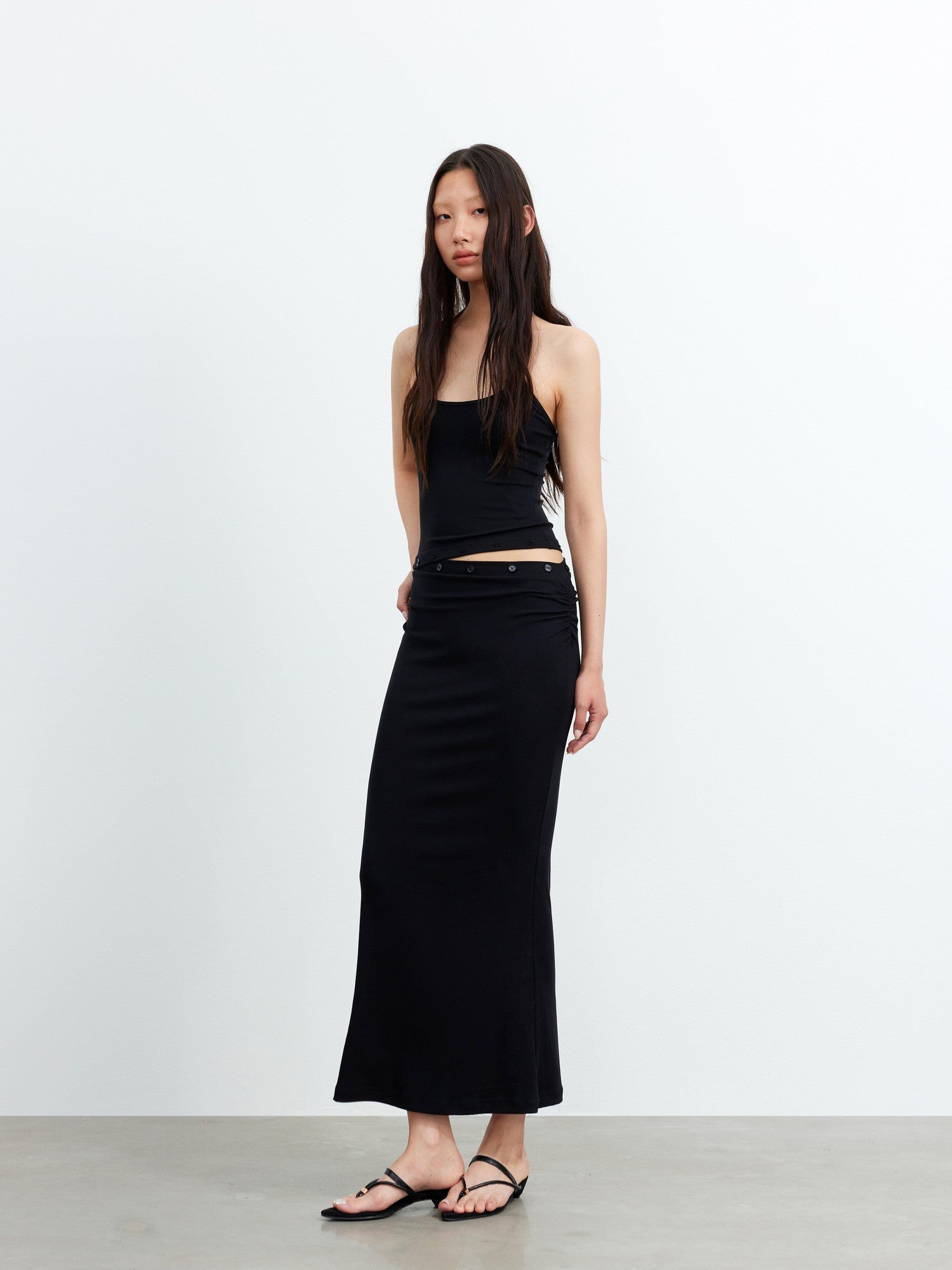 AFTADAWN Black Halter High Waist Detachable Two In One Women&