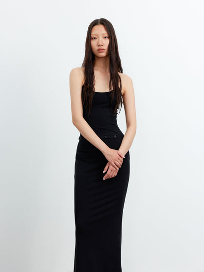 AFTADAWN Black Halter High Waist Detachable Two In One Women&