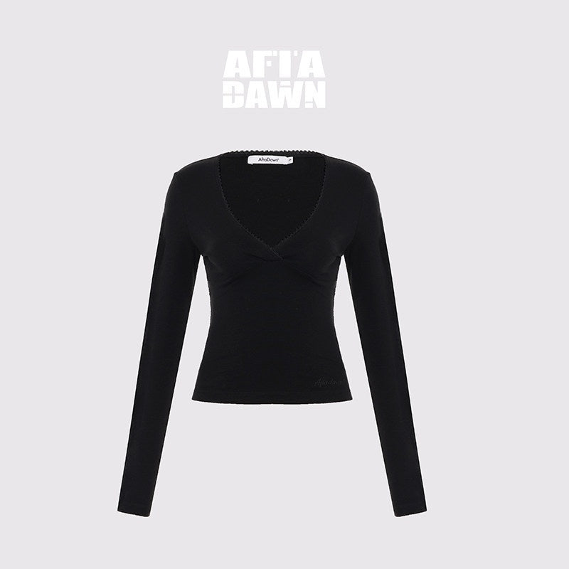 AFTADAWN_Black_Lace_Crossed_Deep_V_Split_Slim_Women&
