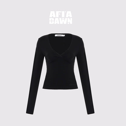AFTADAWN_Black_Lace_Crossed_Deep_V_Split_Slim_Women&
