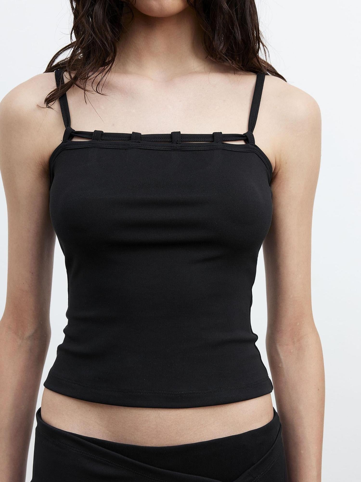 AFTADAWN Black Tie Strap Removable Slimming Micro Flare Women&