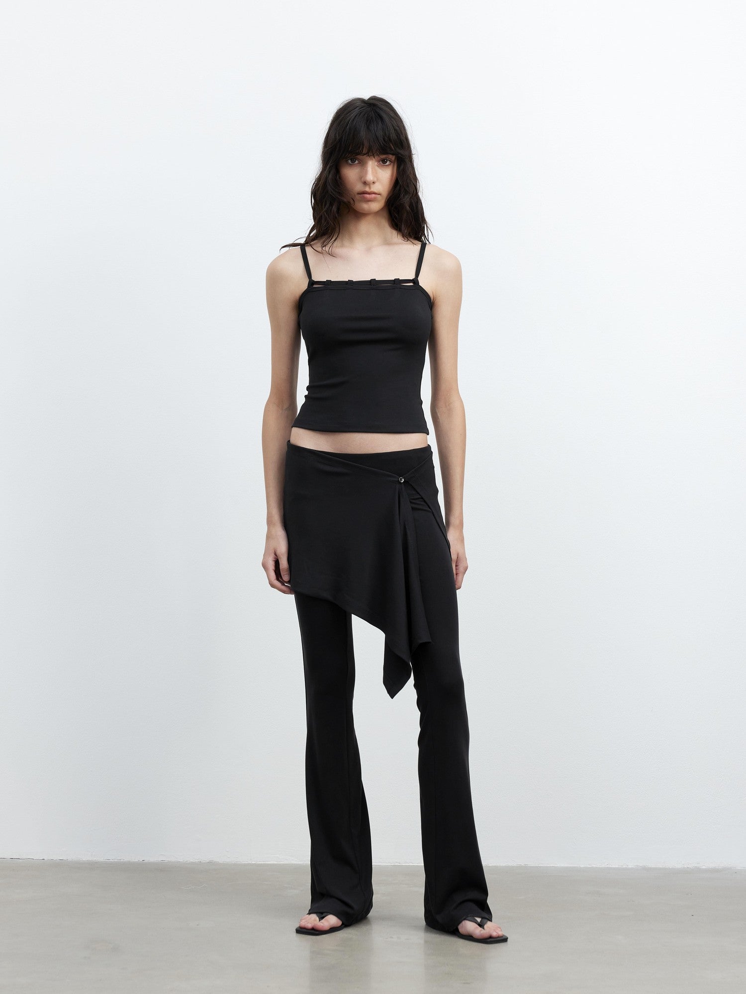 AFTADAWN Black Tie Strap Removable Slimming Micro Flare Women&