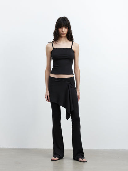 AFTADAWN Black Tie Strap Removable Slimming Micro Flare Women&