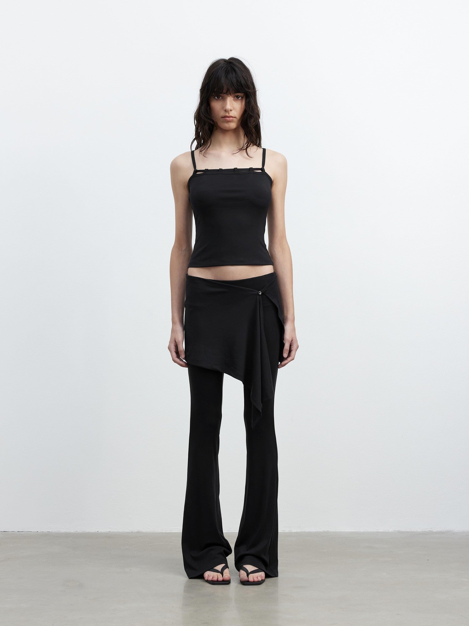 AFTADAWN Black Tie Strap Removable Slimming Micro Flare Women&