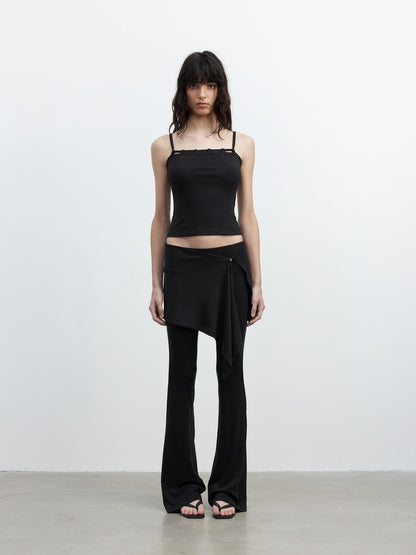 AFTADAWN Black Tie Strap Removable Slimming Micro Flare Women&