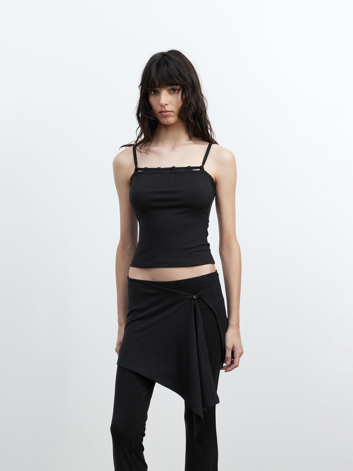 AFTADAWN Black Tie Strap Removable Slimming Micro Flare Women&