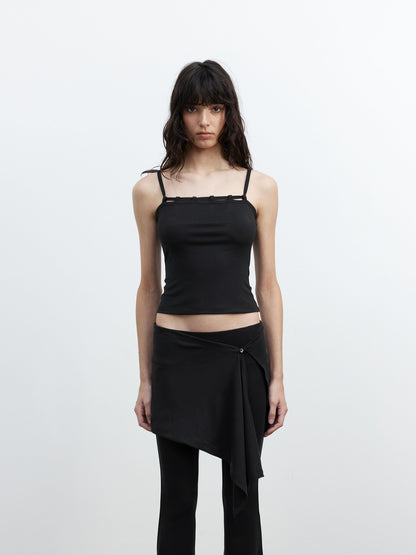 AFTADAWN Black Tie Strap Removable Slimming Micro Flare Women&