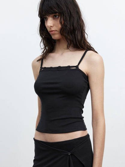 AFTADAWN Black Tie Strap Removable Slimming Micro Flare Women&