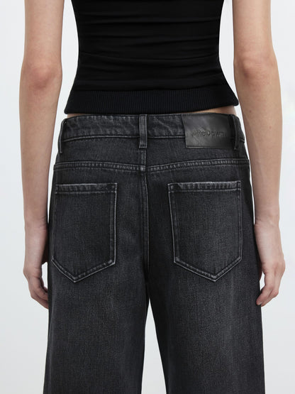 AFTADAWN Black Vintage Textured Washed Distressed Whiskered Women&