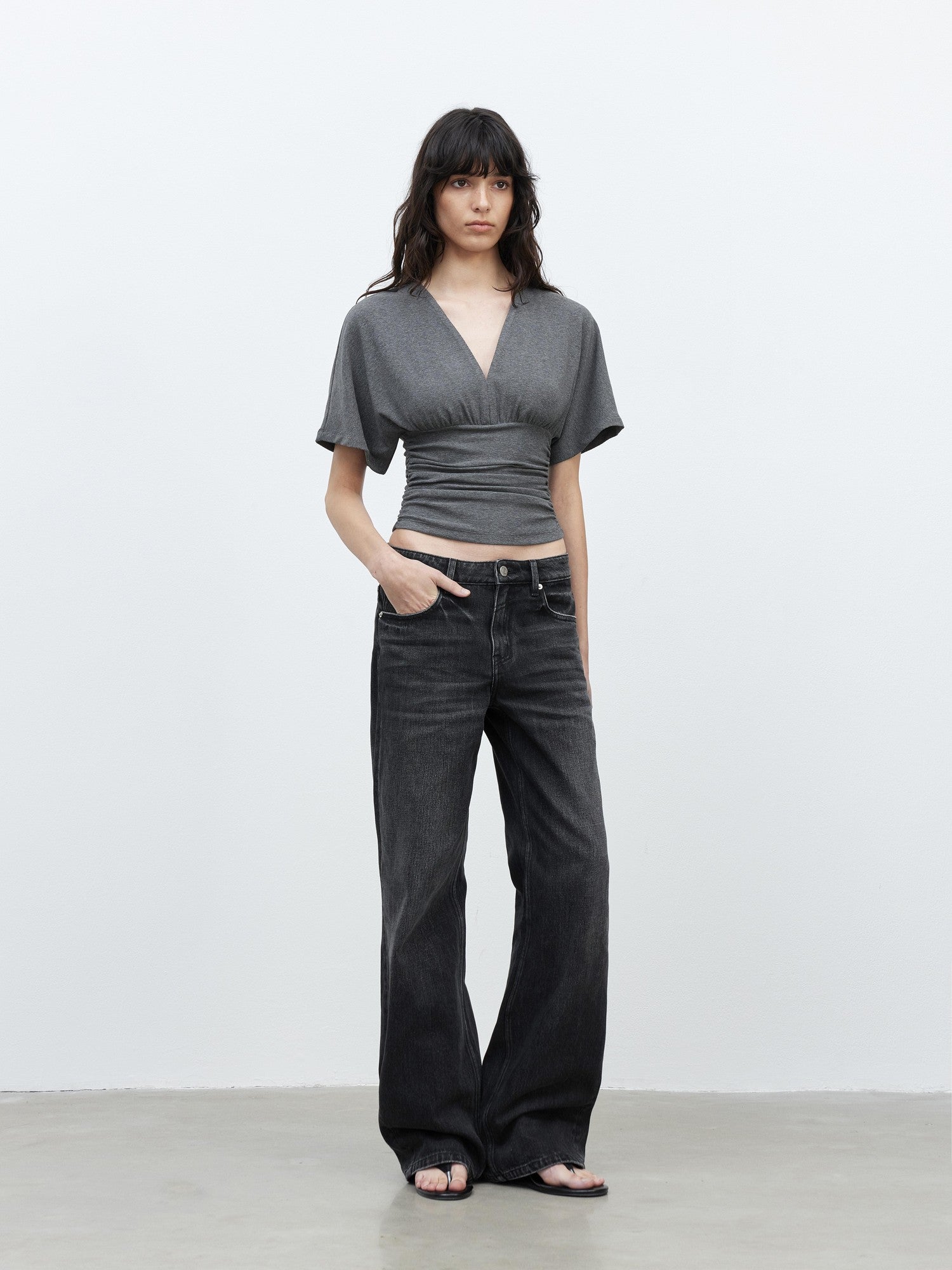 AFTADAWN Black Vintage Textured Washed Distressed Whiskered Women&