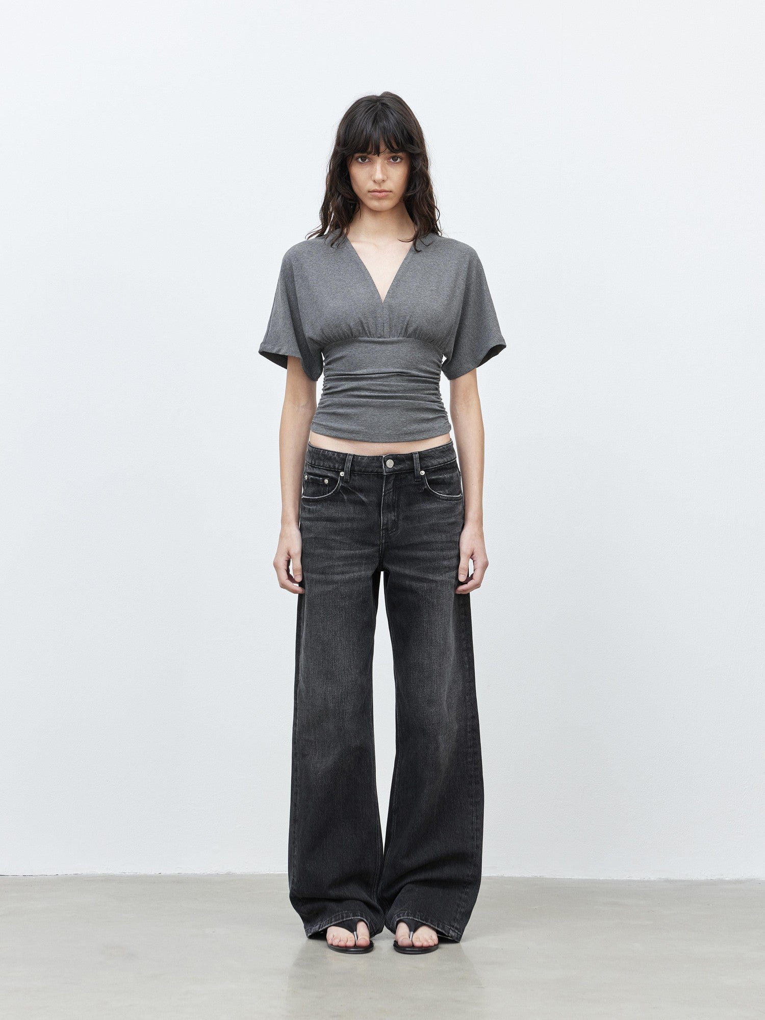 AFTADAWN Black Vintage Textured Washed Distressed Whiskered Women&
