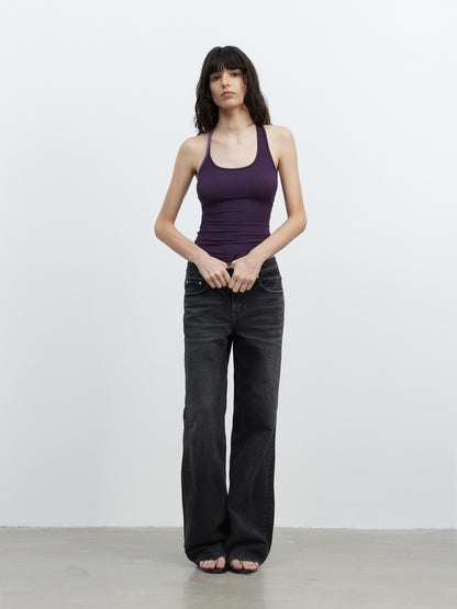 AFTADAWN Black Vintage Textured Washed Distressed Whiskered Women&