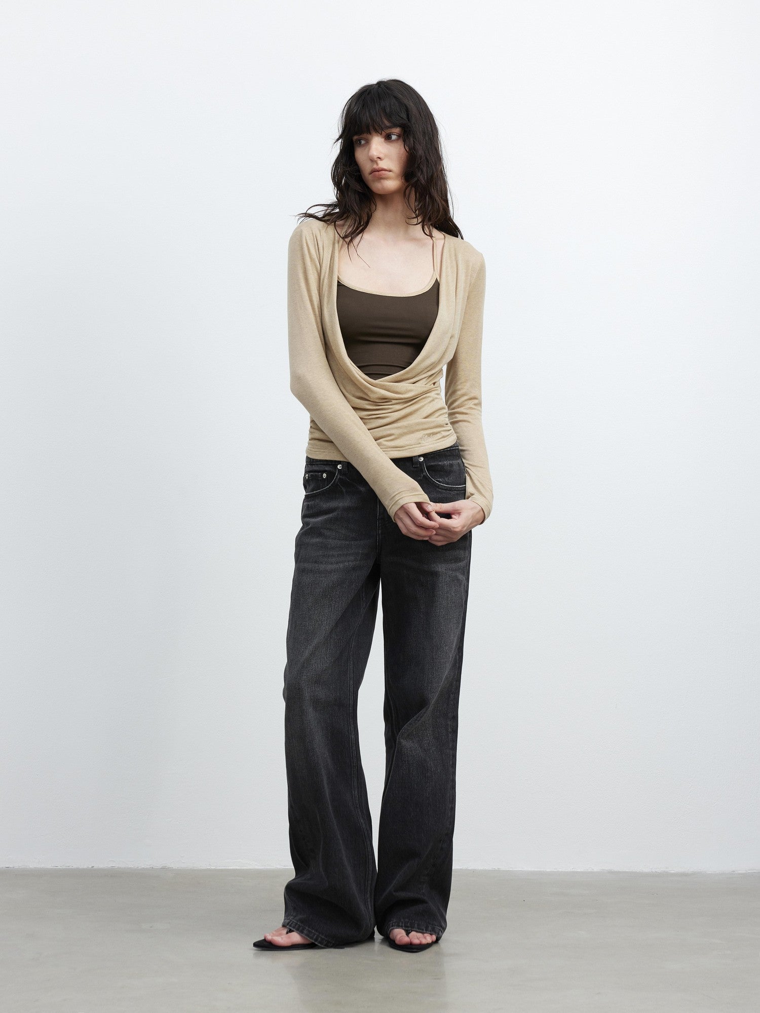 AFTADAWN Black Vintage Textured Washed Distressed Whiskered Women&