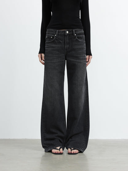 AFTADAWN Black Vintage Textured Washed Distressed Whiskered Women&