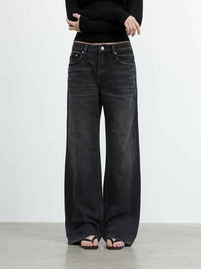 AFTADAWN Black Vintage Textured Washed Distressed Whiskered Women&