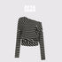 AFTADAWN_Black_White_Striped_Asymmetric_Slant_Neck_Women&