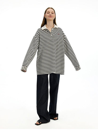 AFTADAWN Black White Striped Patchwork Women&