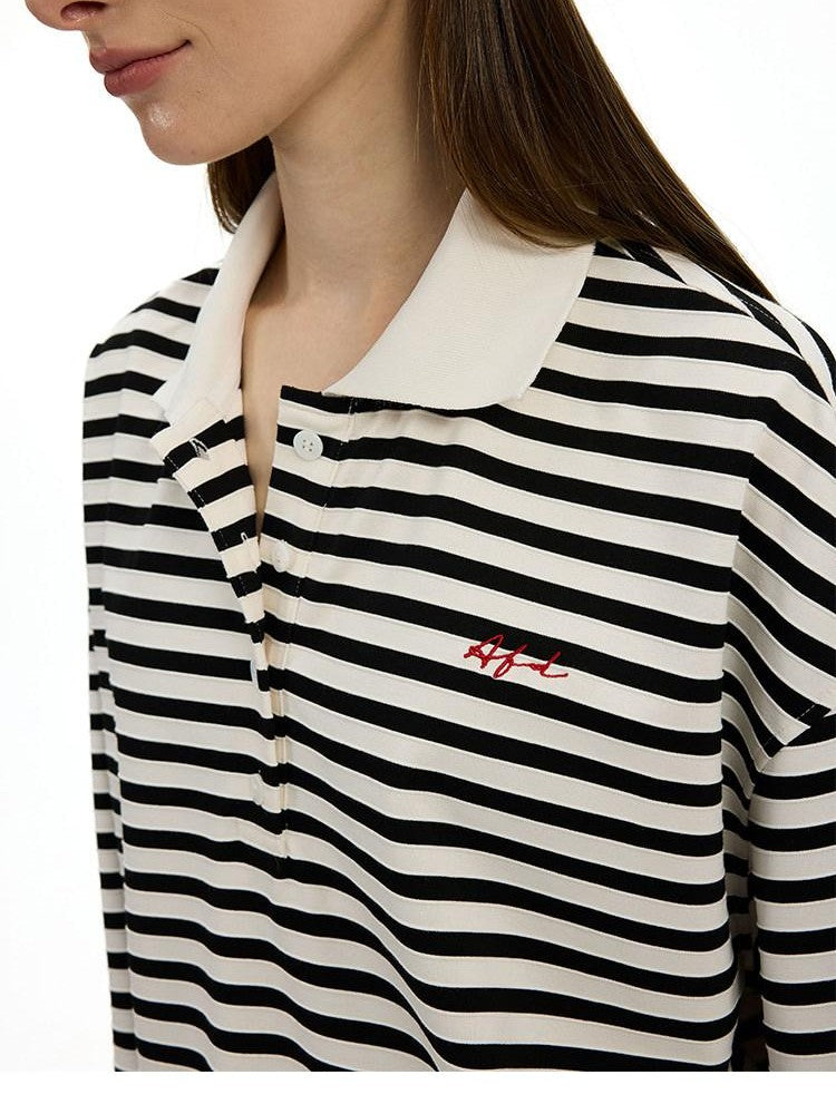 AFTADAWN Black White Striped Patchwork Women&
