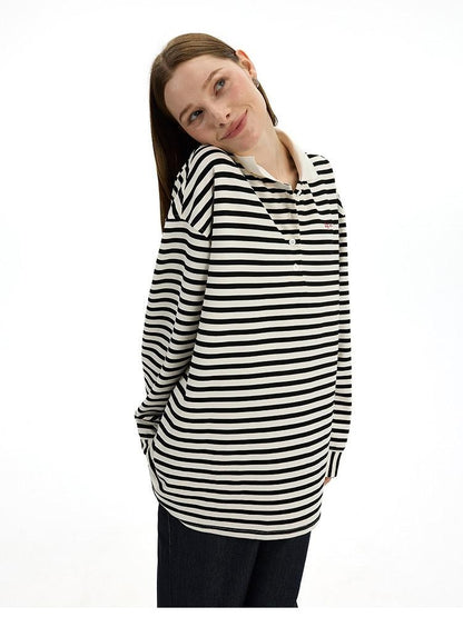 AFTADAWN Black White Striped Patchwork Women&