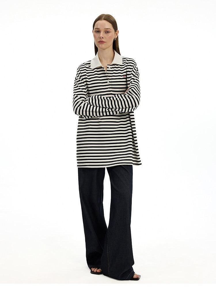 AFTADAWN Black White Striped Patchwork Women&