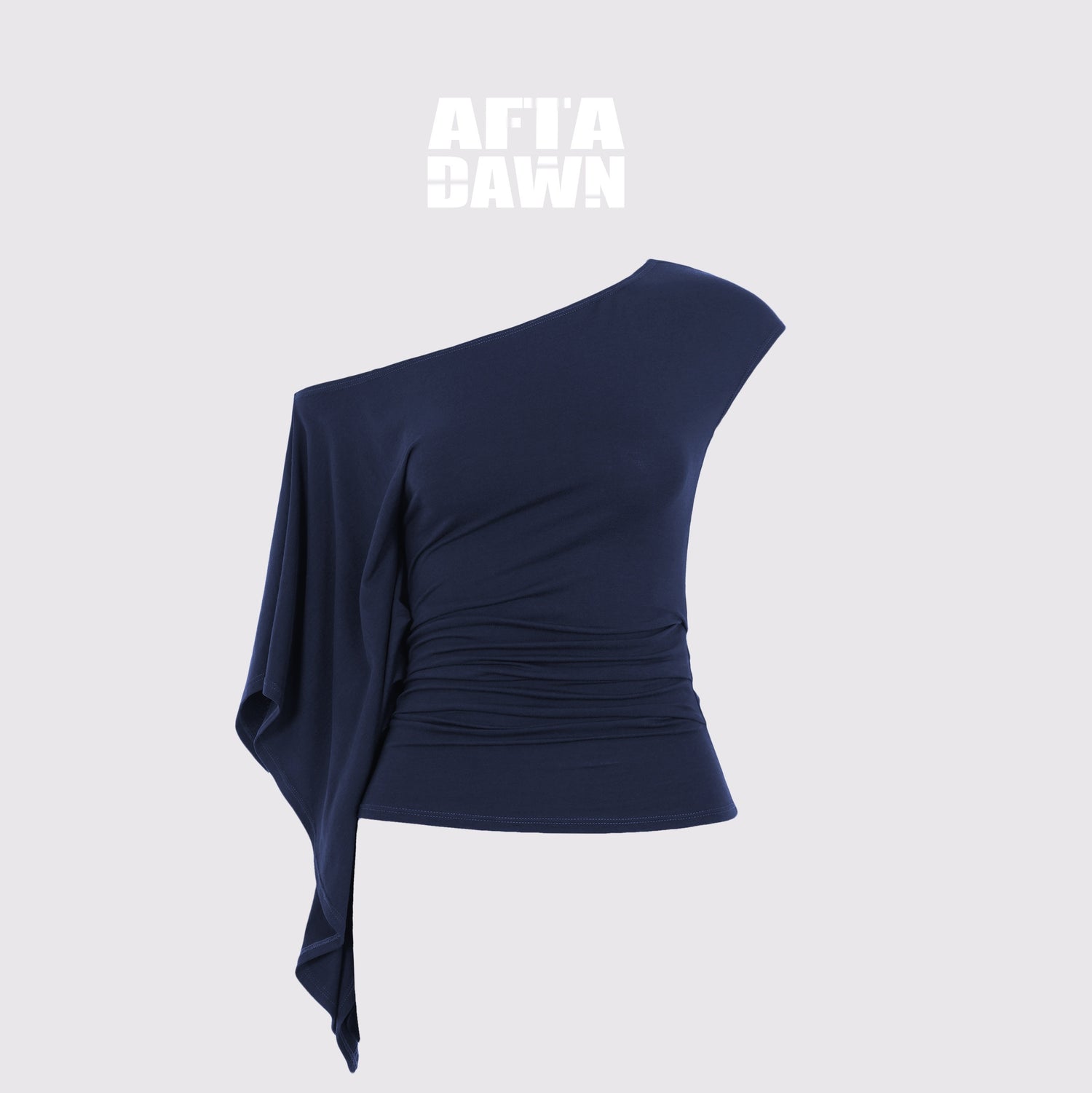 AFTADAWN_Blue_Purple_One_Shoulder_Cinched_Waist_Pleated_Women&