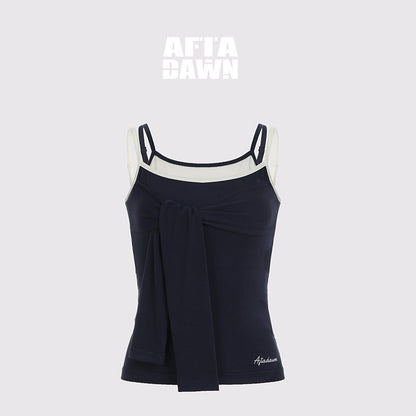 AFTADAWN_Blue_Spliced_Faux_Two_Piece_Tie_Knit_Formfitting_Women&