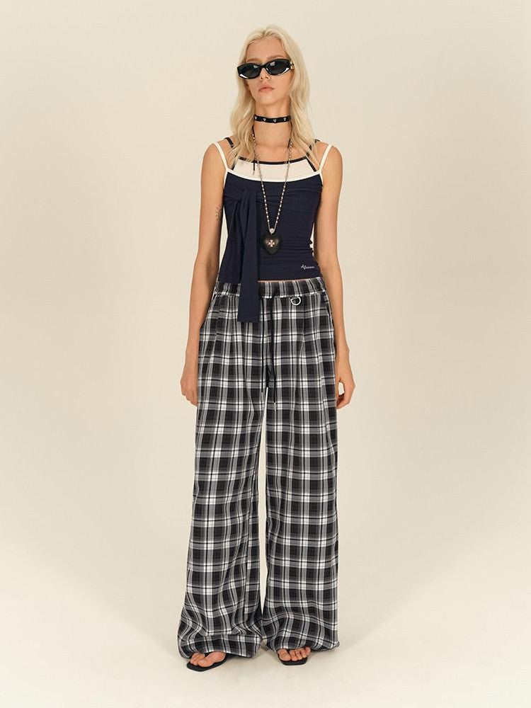 AFTADAWN Blue Spliced Faux Two Piece Tie Knit Formfitting Women&