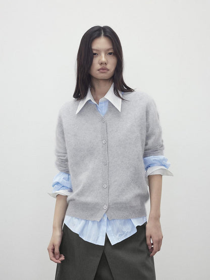 AFTADAWN Blue White Striped Contrast Polo Collar Button Down Women&