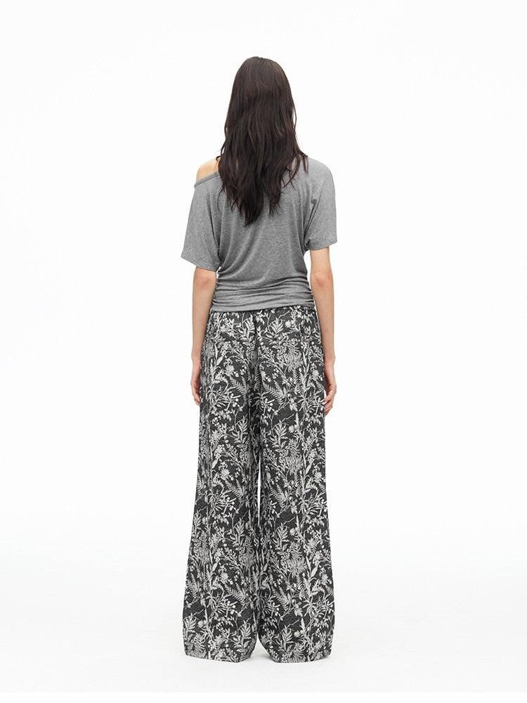 AFTADAWN Botanical Print Beaded Drawstring Women&