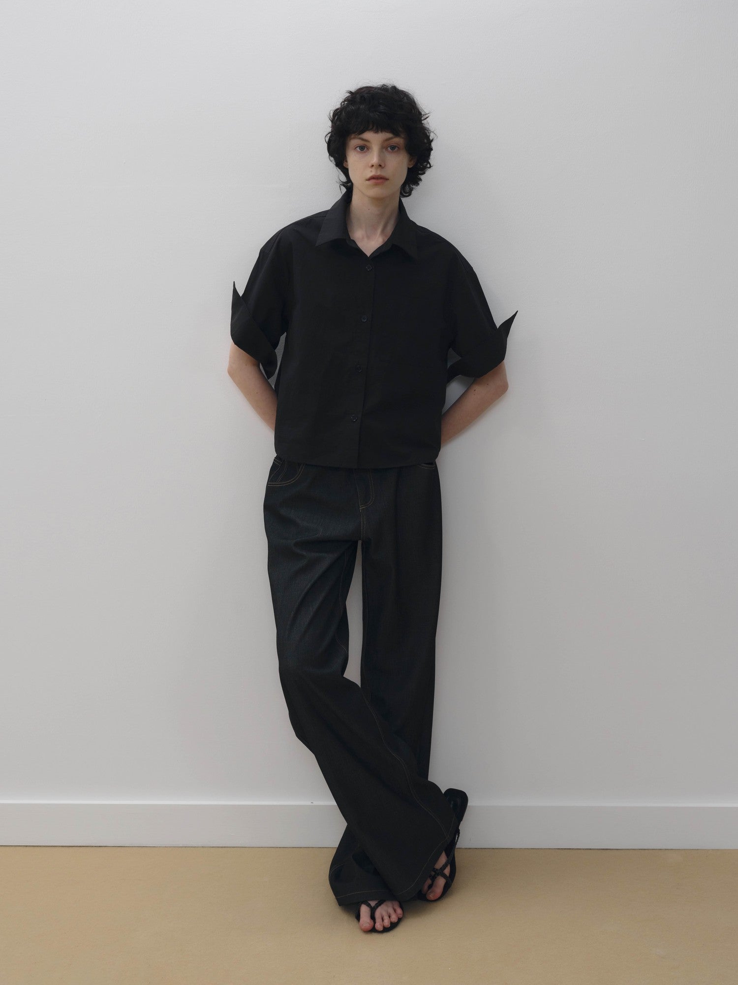 AFTADAWN Boxy Micro Pleat Texture Large Pocket Cuffed Women&