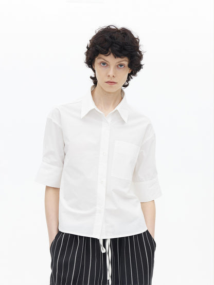 AFTADAWN Boxy Micro Pleat Texture Large Pocket Cuffed Women&