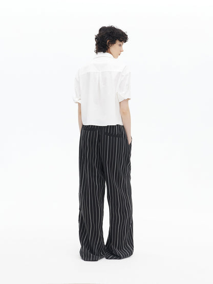 AFTADAWN Boxy Micro Pleat Texture Large Pocket Cuffed Women&