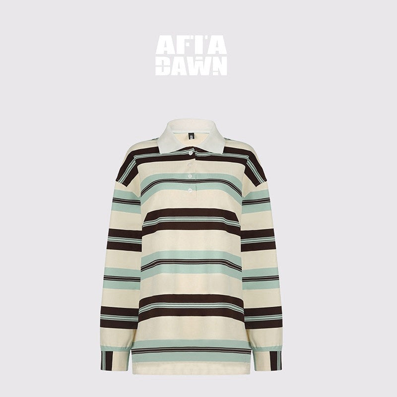 AFTADAWN_Boxy_Patchwork_Colorblock_Stripe_Polo_Women&